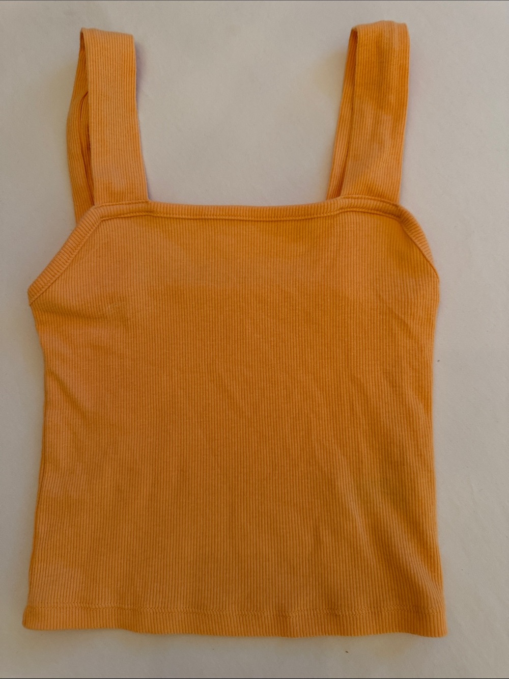 Women’s American eagleSquare-Neck Ribbed croppers Tank Top — Orange xs